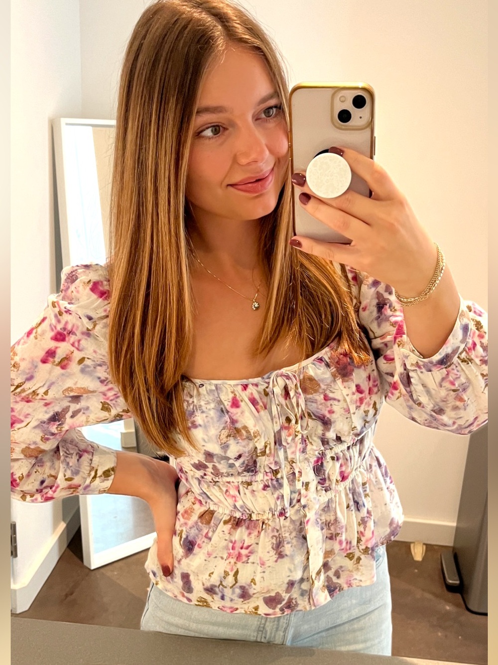 J. Crew colorful Smocked Peasant Blouse